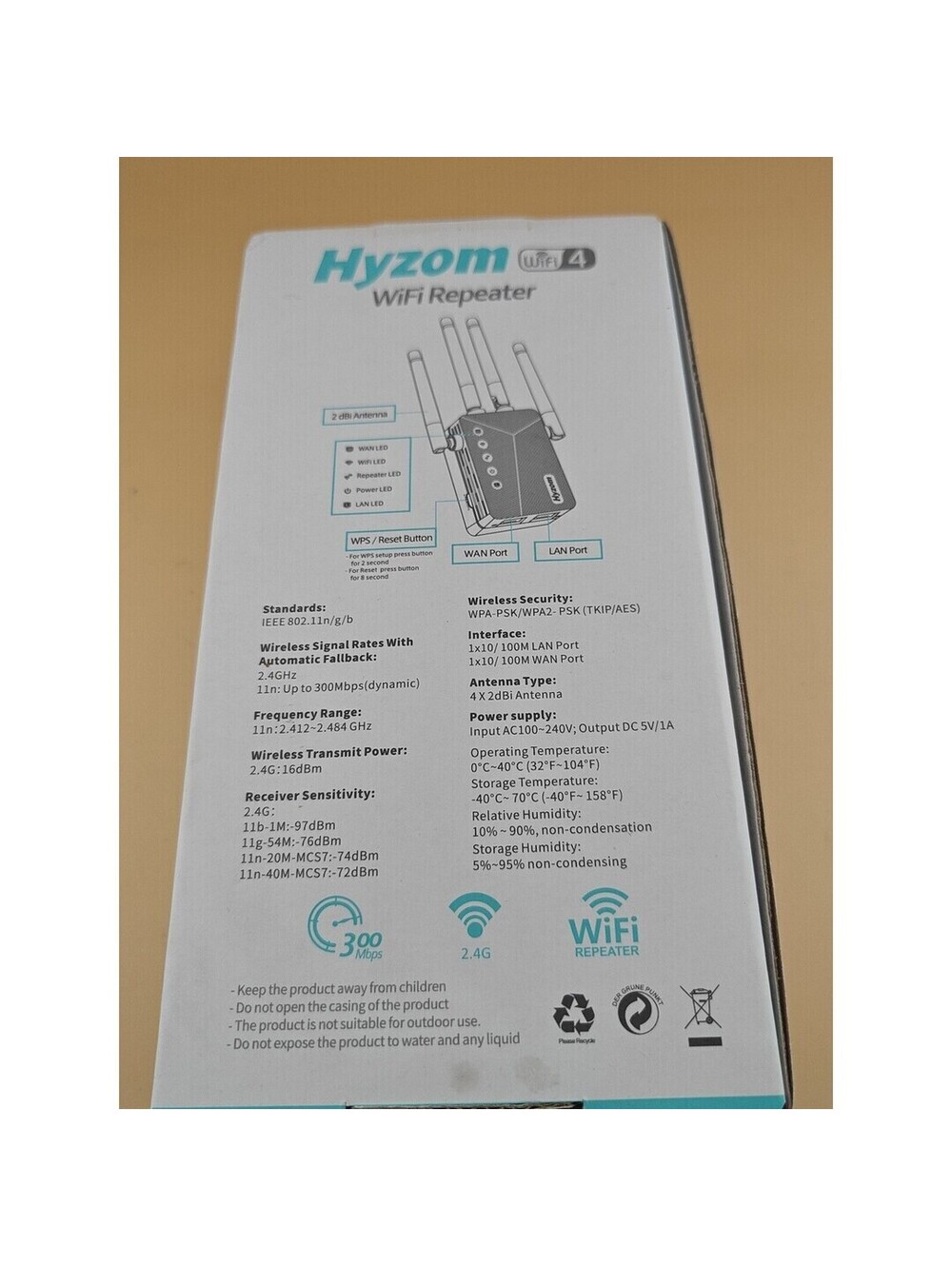 Hyzom WiFi Repeater Wi-Fi 4 Range Extender 2.4GHz 300 Mbps Wireless White - Picture 2 of 3